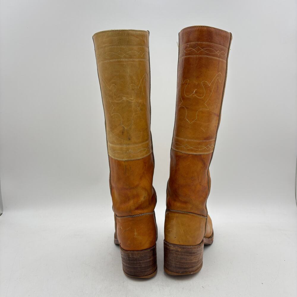 Vintage 70s Frye Black Label Campus 16" Leather Cowboy Western Boots Women's 8B - Picture 4 of 16